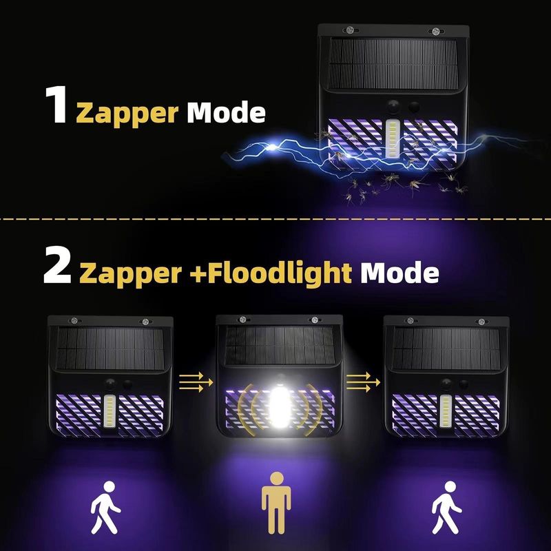 Sensore di movimento PIR Lampada solare per uccidere le zanzare Repellente per insetti Assassino di mosche Materiale ABS