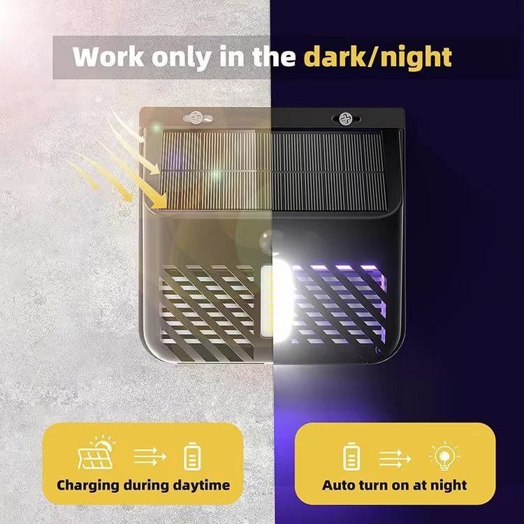 Sensore di movimento PIR Lampada solare per uccidere le zanzare Repellente per insetti Assassino di mosche Materiale ABS