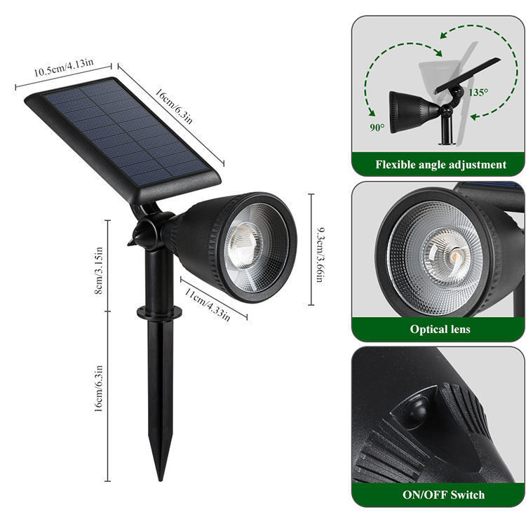 Lumiera a punta solare per giardino senza fili per il paesaggio esterna