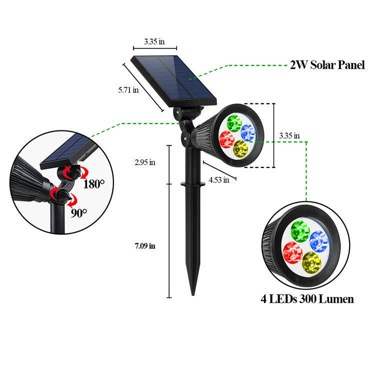 IP44 Lumi a parete solare RGB a cambiamento di colore