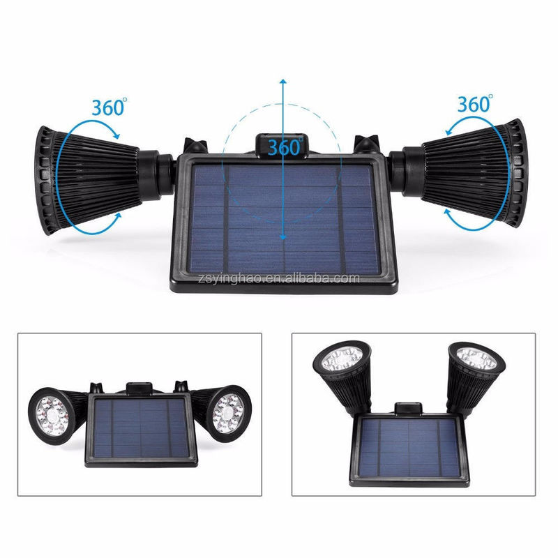 Energia solare a doppia testa doppi riflettori aggiornati 12 LED luce da giardino esterno
