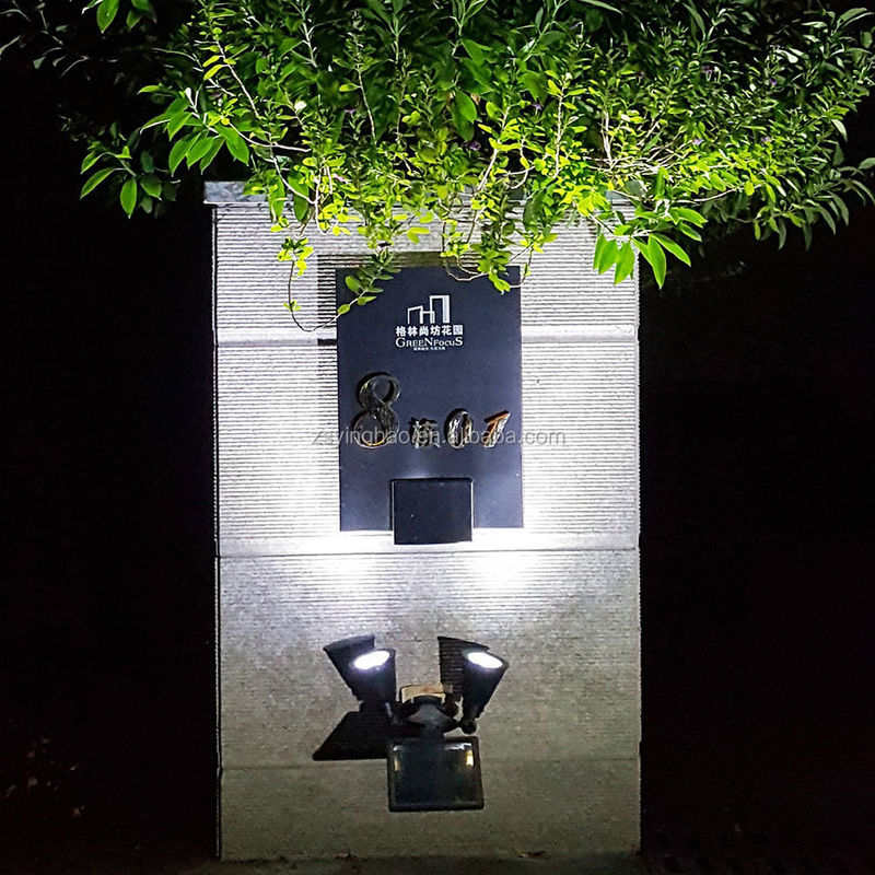 Energia solare a doppia testa doppi riflettori aggiornati 12 LED luce da giardino esterno