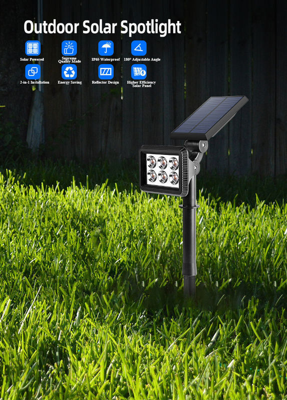 Spotlight solare IP65 impermeabile a energia solare all'aperto LED Spot Lawn Spike Light 300lm