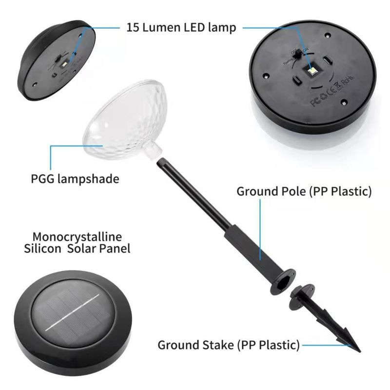 Lampada per prato solare per giardino esterno impermeabile IP55 ABS PC con materiale resistente alle intemperie