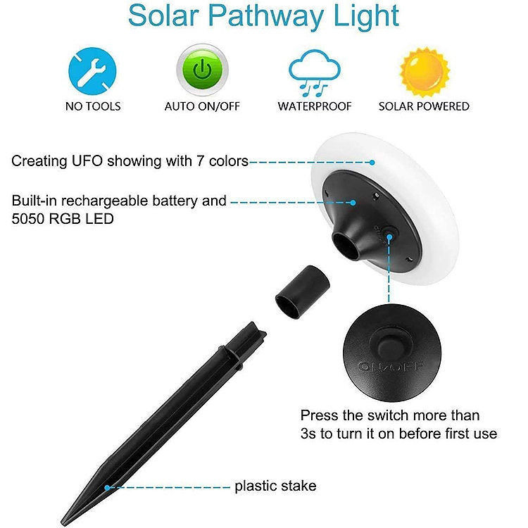 Luci solari esterne 7 cambiamento di colore Luci di percorso solare per l'illuminazione del paesaggio del giardino