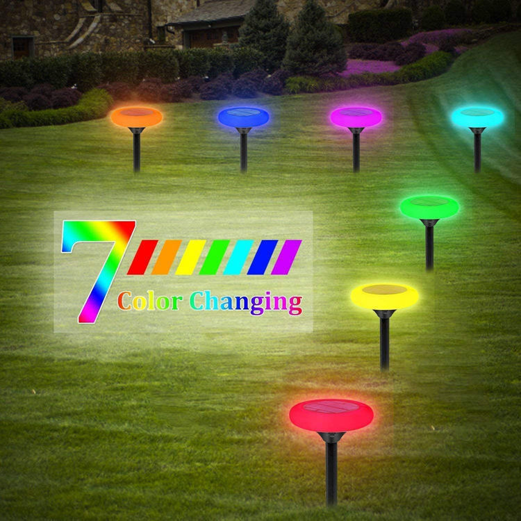 Luci solari esterne 7 cambiamento di colore Luci di percorso solare per l'illuminazione del paesaggio del giardino