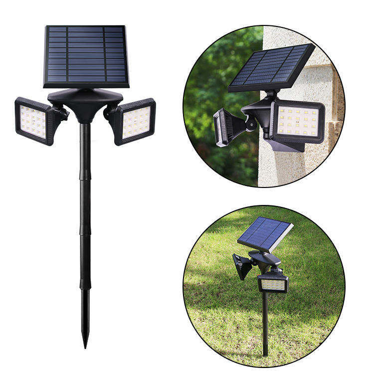 1- ABS PC Solar Aluminum Double Heads Lampade da giardino per un'illuminazione esterna superiore