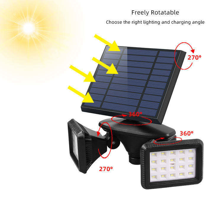 1- ABS PC Solar Aluminum Double Heads Lampade da giardino per un'illuminazione esterna superiore