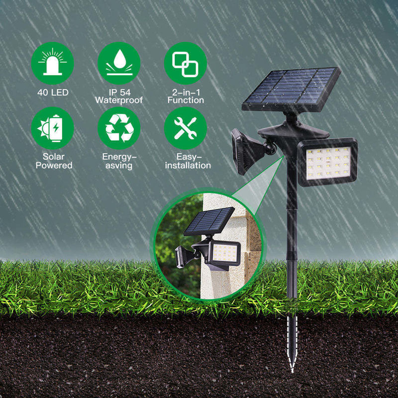 1- ABS PC Solar Aluminum Double Heads Lampade da giardino per un'illuminazione esterna superiore