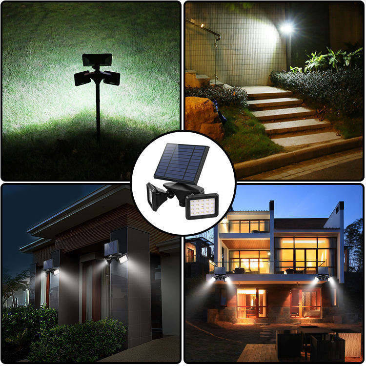 1- ABS PC Solar Aluminum Double Heads Lampade da giardino per un'illuminazione esterna superiore
