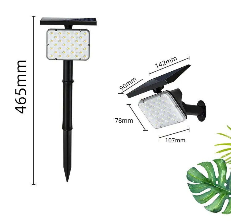 IP65 Rated Solar Powered 64 Led Garden Lawn Light Outdoor Landscape Stage Lighting 2-in-1 Lampade a parete wireless