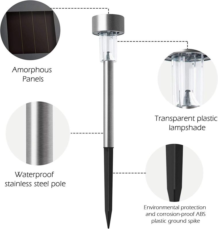 Lampade dirette solari a LED per l'alluminio di giardini in acciaio inossidabile