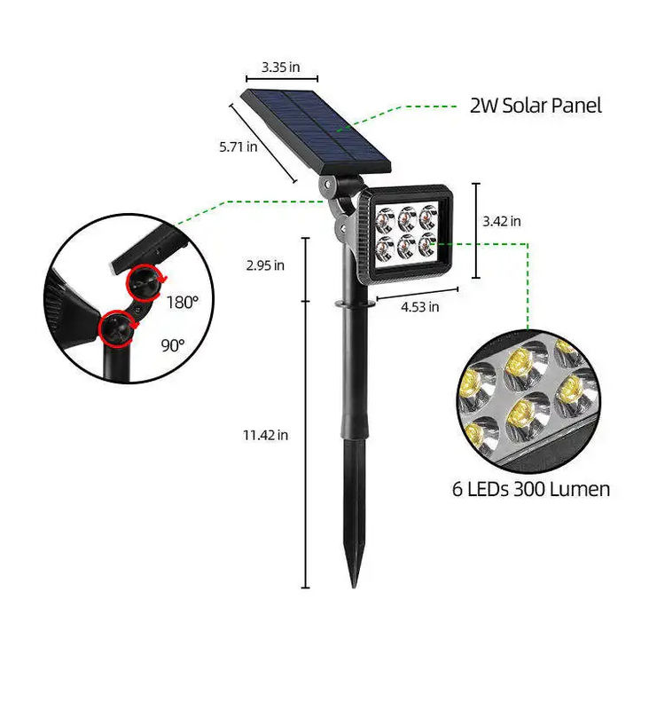 Famiglia Pathway Spotlight Albero Piantagione Giardino Solare Spot Light con e 3.7V Input Voltage