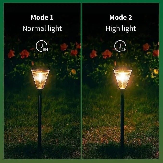 Indice di resa del colore 80 Ra Fuori a energia solare Bianco caldo 2 modalità LED Giardino Sentiero Luci di prato