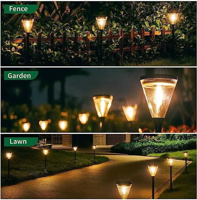 Indice di resa del colore 80 Ra Fuori a energia solare Bianco caldo 2 modalità LED Giardino Sentiero Luci di prato