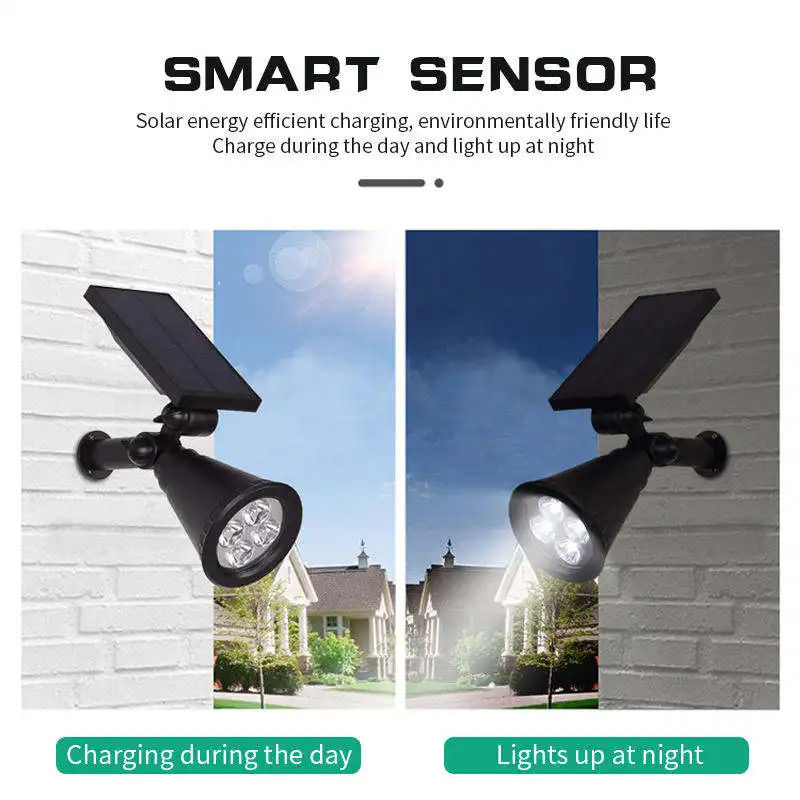 Fornitore di energia solare 4 Led Spotlight Ip65 Ignifuso Lampada solare per giardino esterno