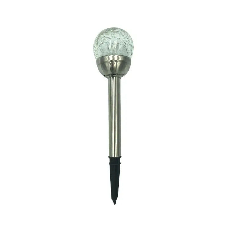 Lumiera a bastoncino decorativa a sfera di crackle a energia solare impermeabile per giardino e paesaggio