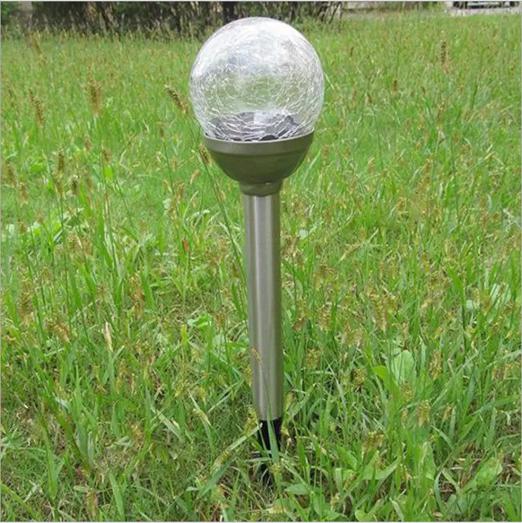Lumiera a bastoncino decorativa a sfera di crackle a energia solare impermeabile per giardino e paesaggio