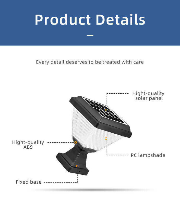 Luminazione esterna impermeabile IP65 Post Garden Spike Led Gate Solar Pillar Light con ABS