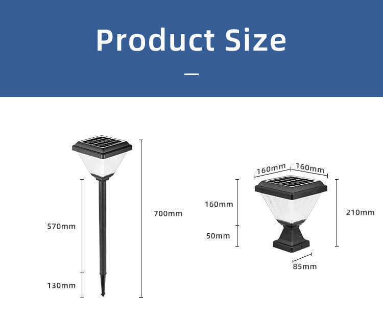 Luminazione esterna impermeabile IP65 Post Garden Spike Led Gate Solar Pillar Light con ABS