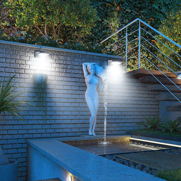 Lampada da giardino con rating IP65 per luce solare esterna a sensore di parete e luce solare a LED
