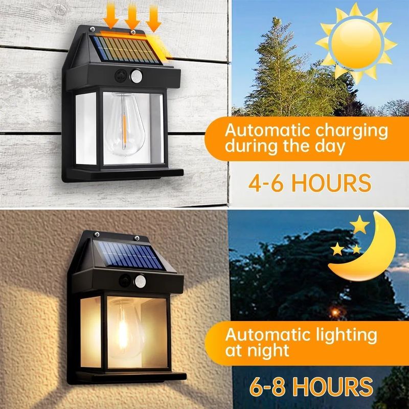 80lm/w Decorazione giardino cortile Lampada a parete solare impermeabile con sensore di movimento