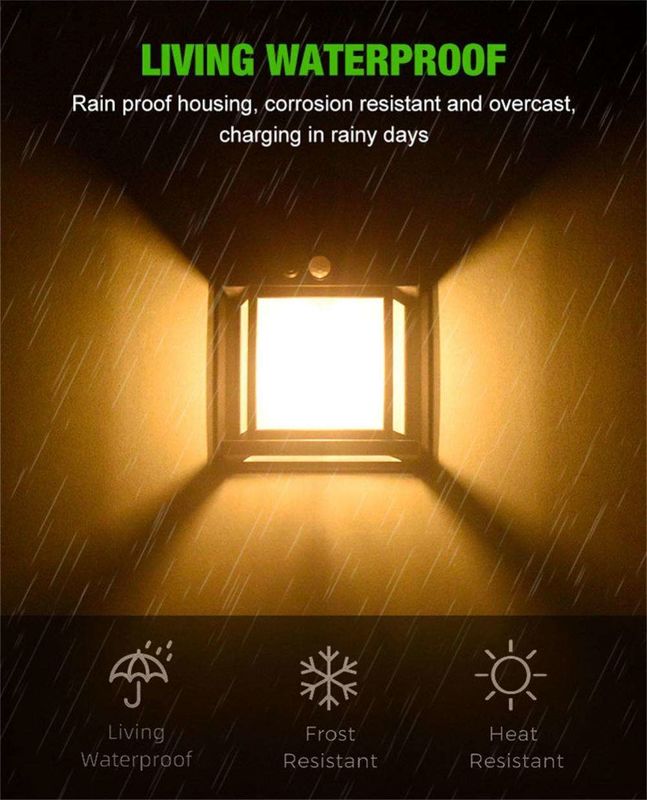 80lm/w Decorazione giardino cortile Lampada a parete solare impermeabile con sensore di movimento