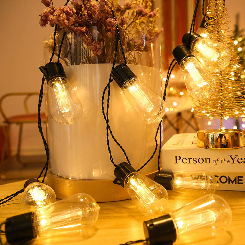 Lampade a stringa a LED solari Edison per decorazioni natalizie all'aperto Patio 6lm 1-