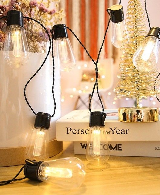Lampade a stringa a LED solari Edison per decorazioni natalizie all'aperto Patio 6lm 1-