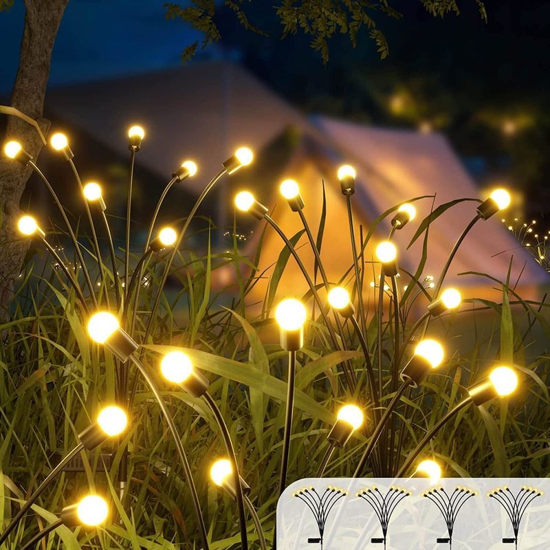 Lampada a LED a energia solare a energia eolica a oscillazione di lucciole Lampada da giardino a luci artificiali Rgb all'aperto