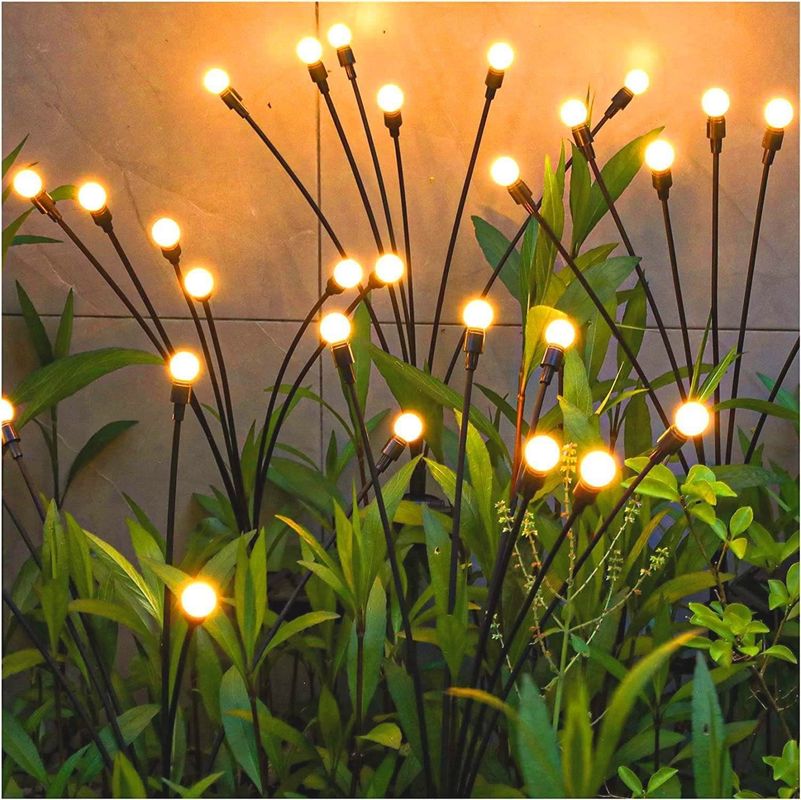 Lampada a LED a energia solare a energia eolica a oscillazione di lucciole Lampada da giardino a luci artificiali Rgb all'aperto