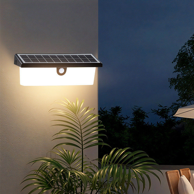 Lampada a parete solare impermeabile all'aria aperta a LED sensore di movimento Lampada decorativa per il muro del giardino
