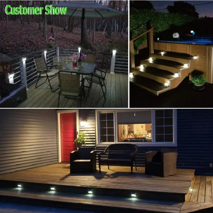Luce solare in acciaio inossidabile esterna per balcone, giardino, recinzione 3 LED