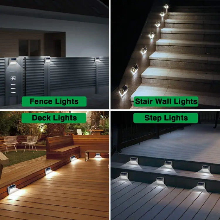 Luce solare in acciaio inossidabile esterna per balcone, giardino, recinzione 3 LED