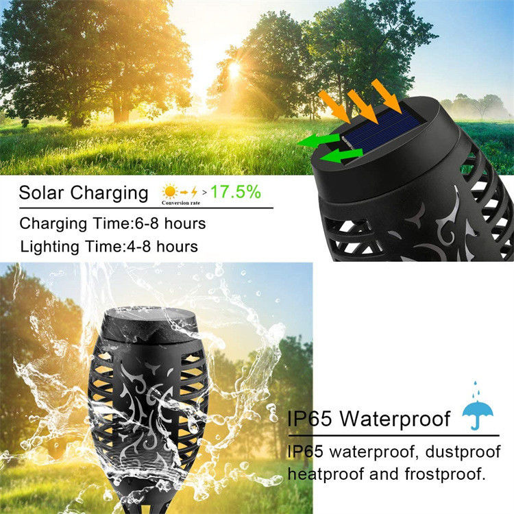 Luce a LED a energia solare per la danza Fiamma lampeggiante Giardino paesaggistico Acqua resistente all'aria aperta