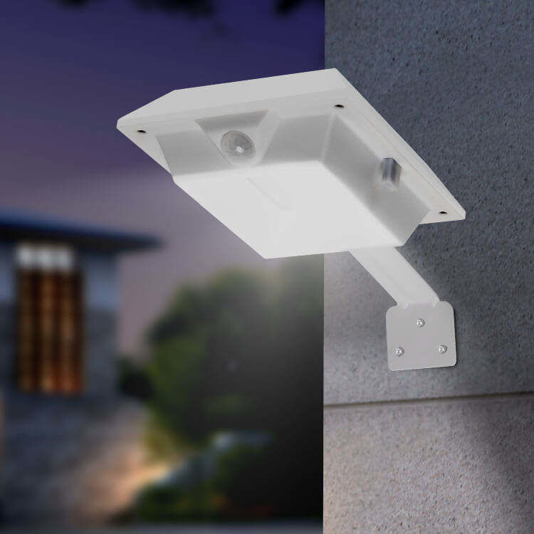 Luce da giardino solare montata a parete esterna con sensore di movimento PIR e flusso luminoso di 300lm