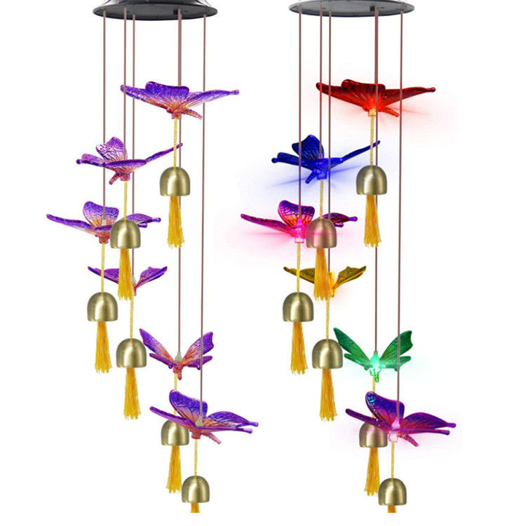 Lampada a campana di vento da giardino Lampada a campana di vento solare Lampada per decorazioni di farfalle personalizzabili per interni