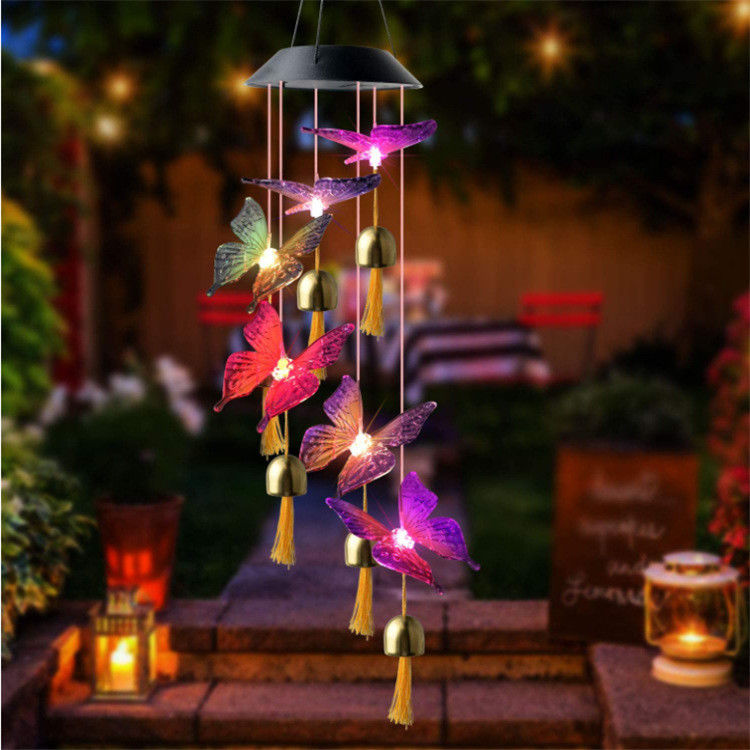Lampada a campana di vento da giardino Lampada a campana di vento solare Lampada per decorazioni di farfalle personalizzabili per interni