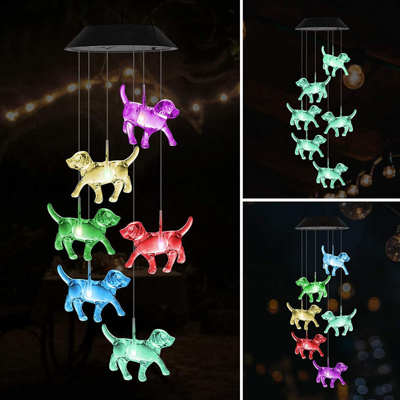 Luce a vento solare per decorazioni domestiche per cuccioli a LED personalizzabili in giardino colorato