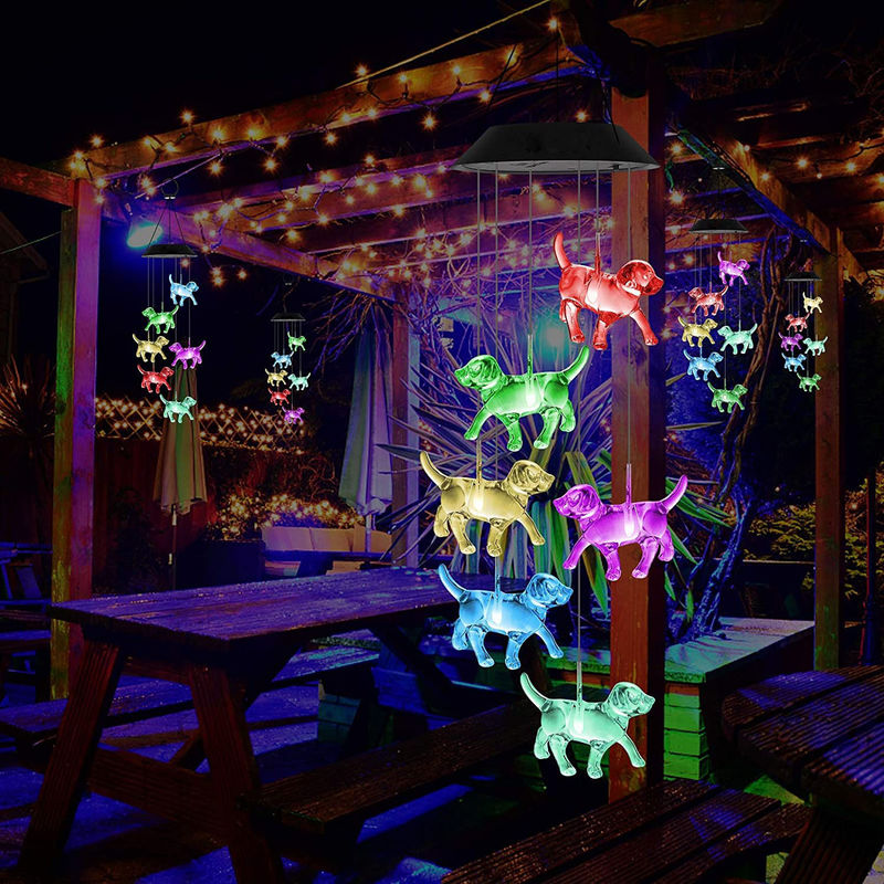 Luce a vento solare per decorazioni domestiche per cuccioli a LED personalizzabili in giardino colorato