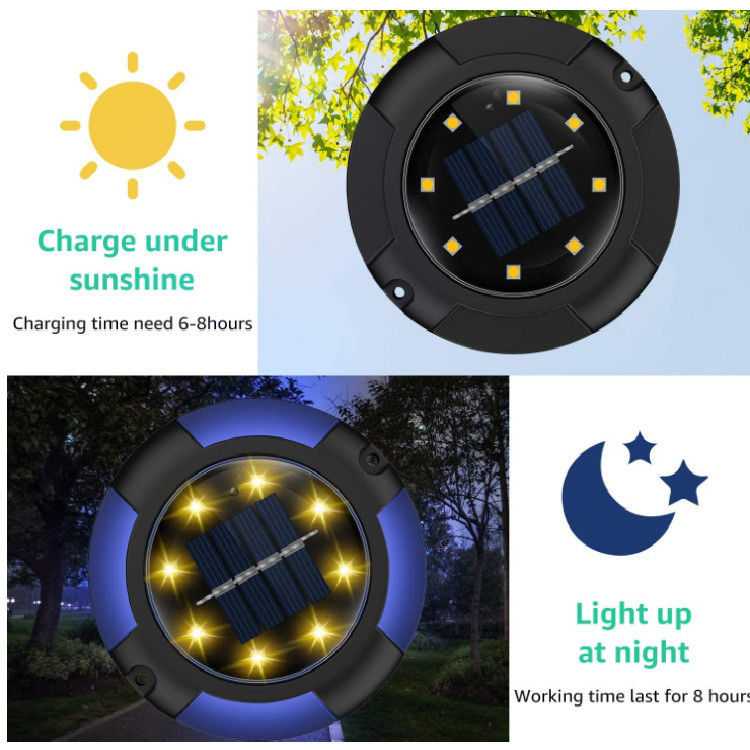 Lampade a disco a energia solare per paesaggio, corridoio, patio, giardino esterno a LED impermeabile
