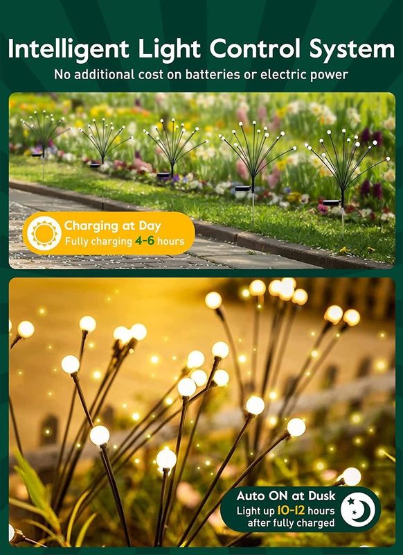 360° angolo di raggio Luci di giardino solare LED Luci di lucciole per giardino Decorazione patio Xma