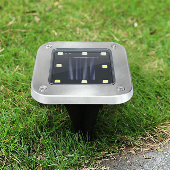 1- Aluminio all'aperto luce solare per giardino di prato percorso sepolto in forma quadrata