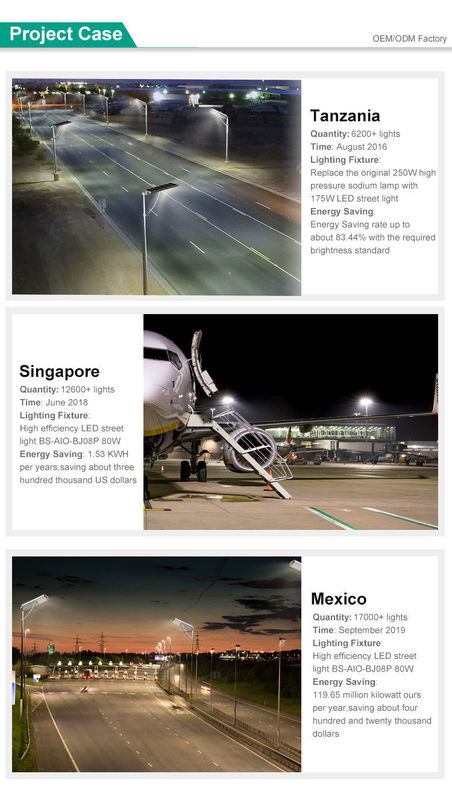 ROAD High Lumen 50W 60W 80W 100W all'aperto all'interno di un unico LED LED Solar Street Light