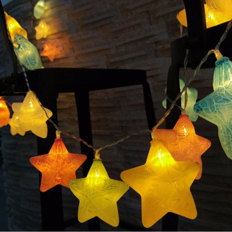 10 LED Crack Star Fairy String Lights per la festa di Natale Decorazione di nozze