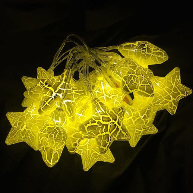10 LED Crack Star Fairy String Lights per la festa di Natale Decorazione di nozze