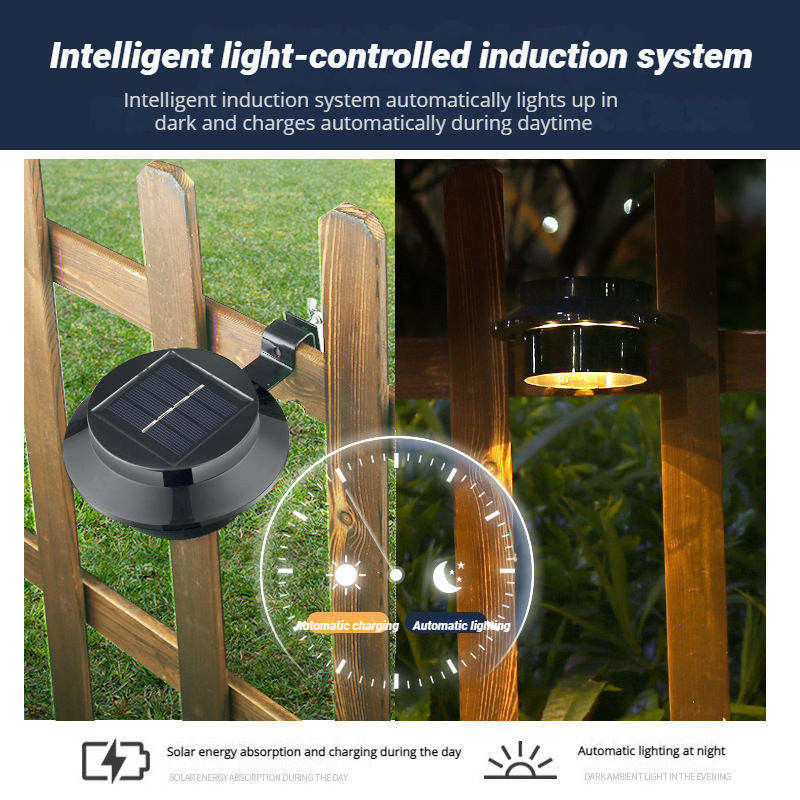 Lampada solare antico a LED Lampade di recinzione solare per giardino con 50000 ore di durata