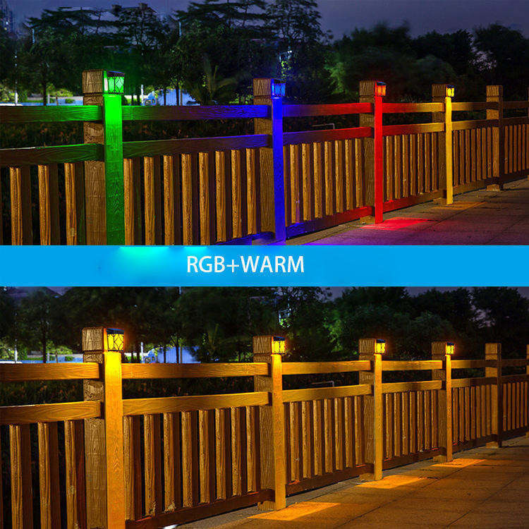 RGB luci di recinzione solare colorato impermeabile esterno lanterna solare per pareti esterne IP65 40000 ore