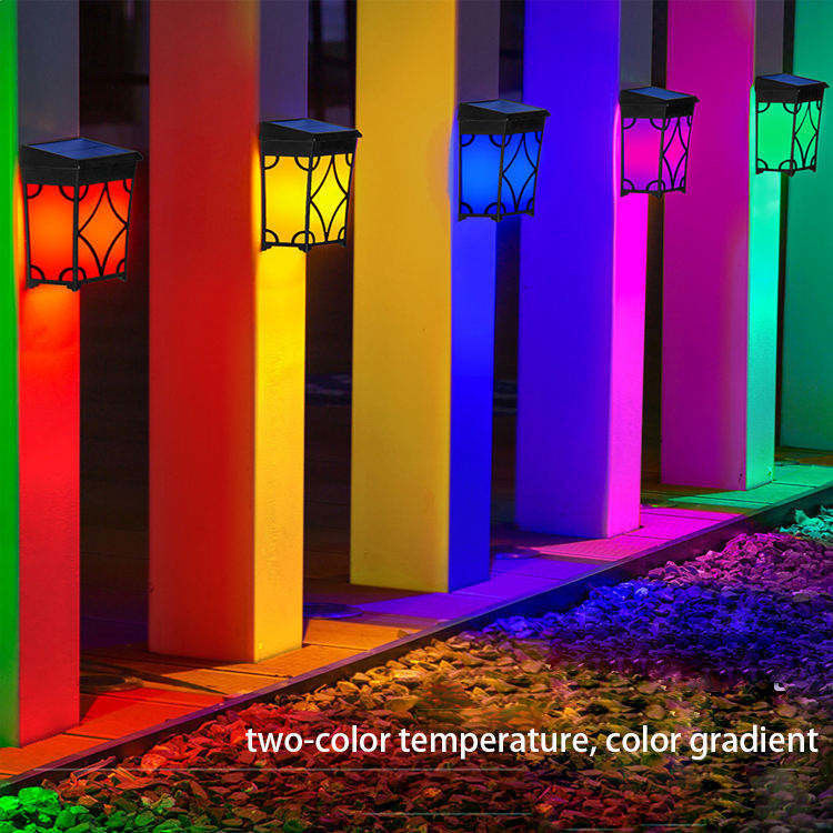 RGB luci di recinzione solare colorato impermeabile esterno lanterna solare per pareti esterne IP65 40000 ore
