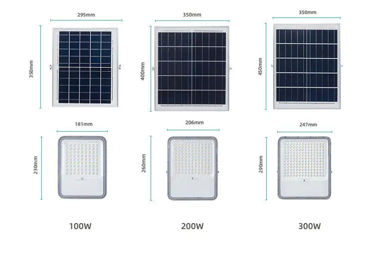 100w 200w 300w Led Solar Street Light Lampada di alluvione per un'illuminazione stabile e costante